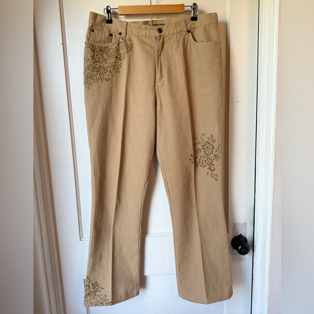 Lauren Jeans Co Ralph Lauren Womens Vintage Flair tan Jeans Sz 14